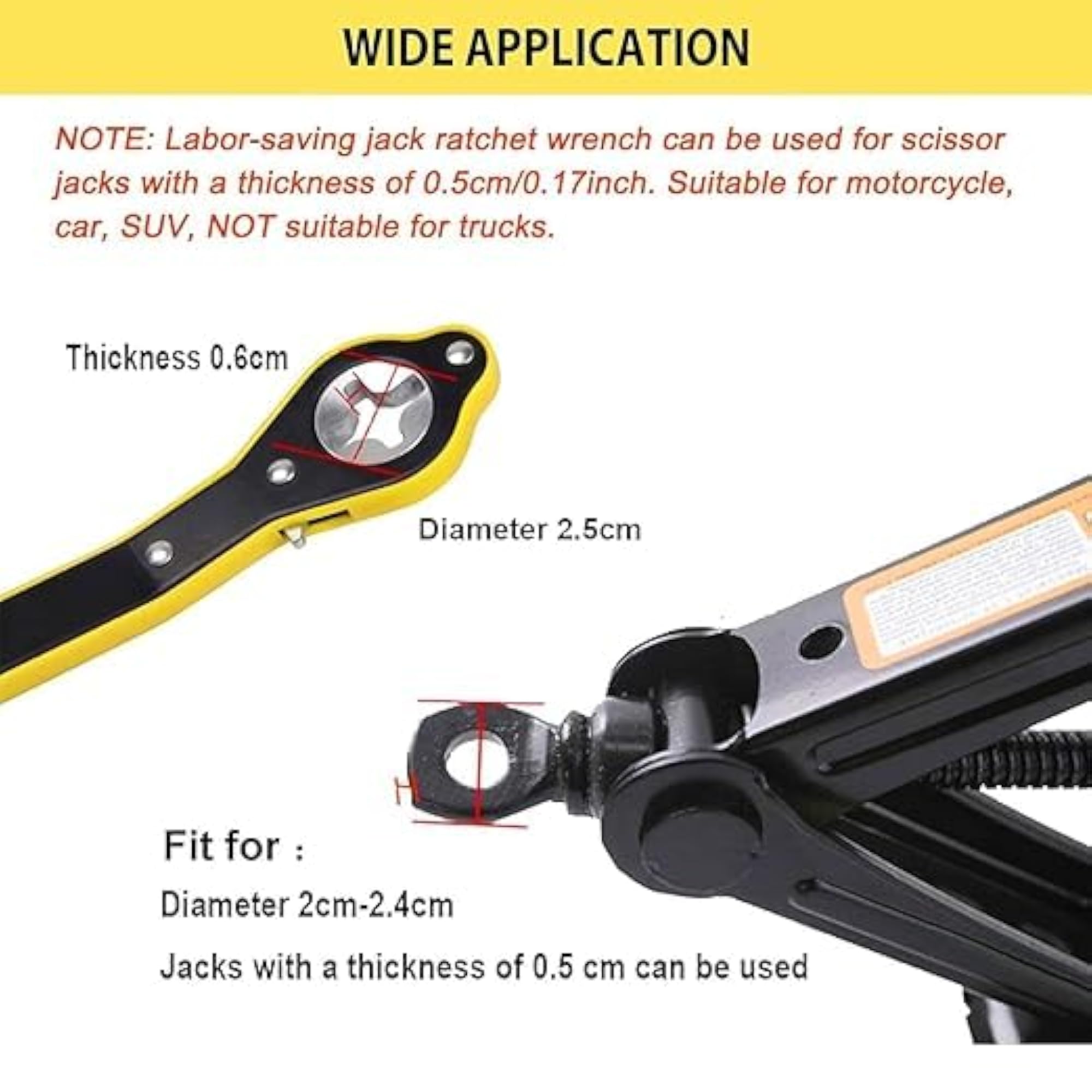 Labor-Saving Ratchet Wrench for Car Jack, Long Handle Tool